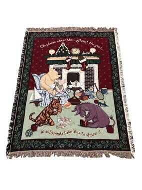 Disney Winnie The Pooh Christmas Throw Blanket Tapestry